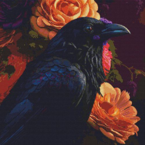 Raven and Flowers